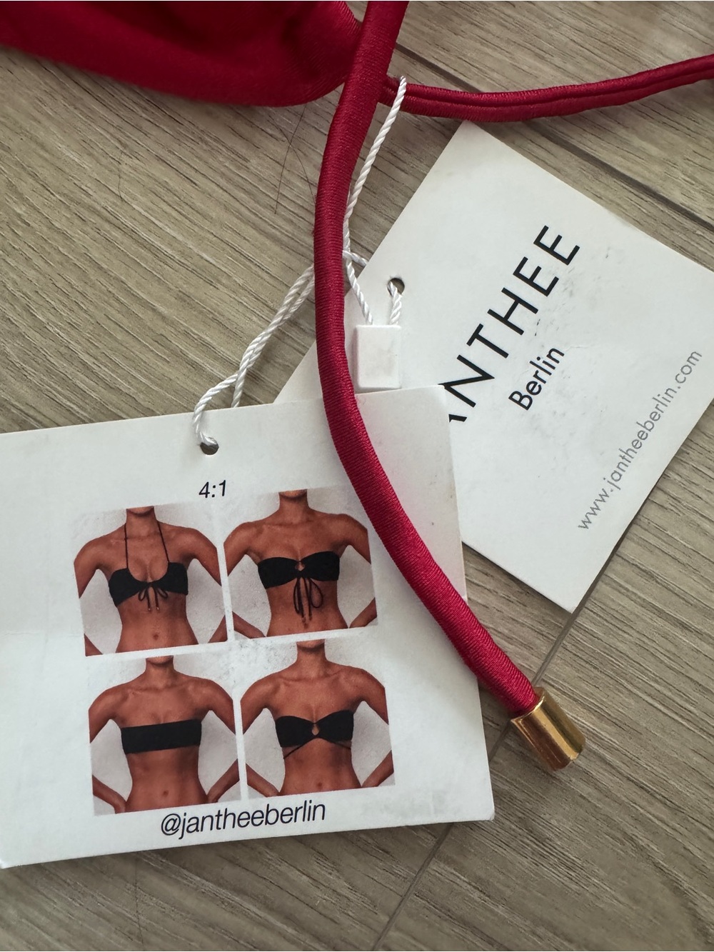 Ring-Front Strapless Bikini Set in Crimson Red - Picture 3 of 6